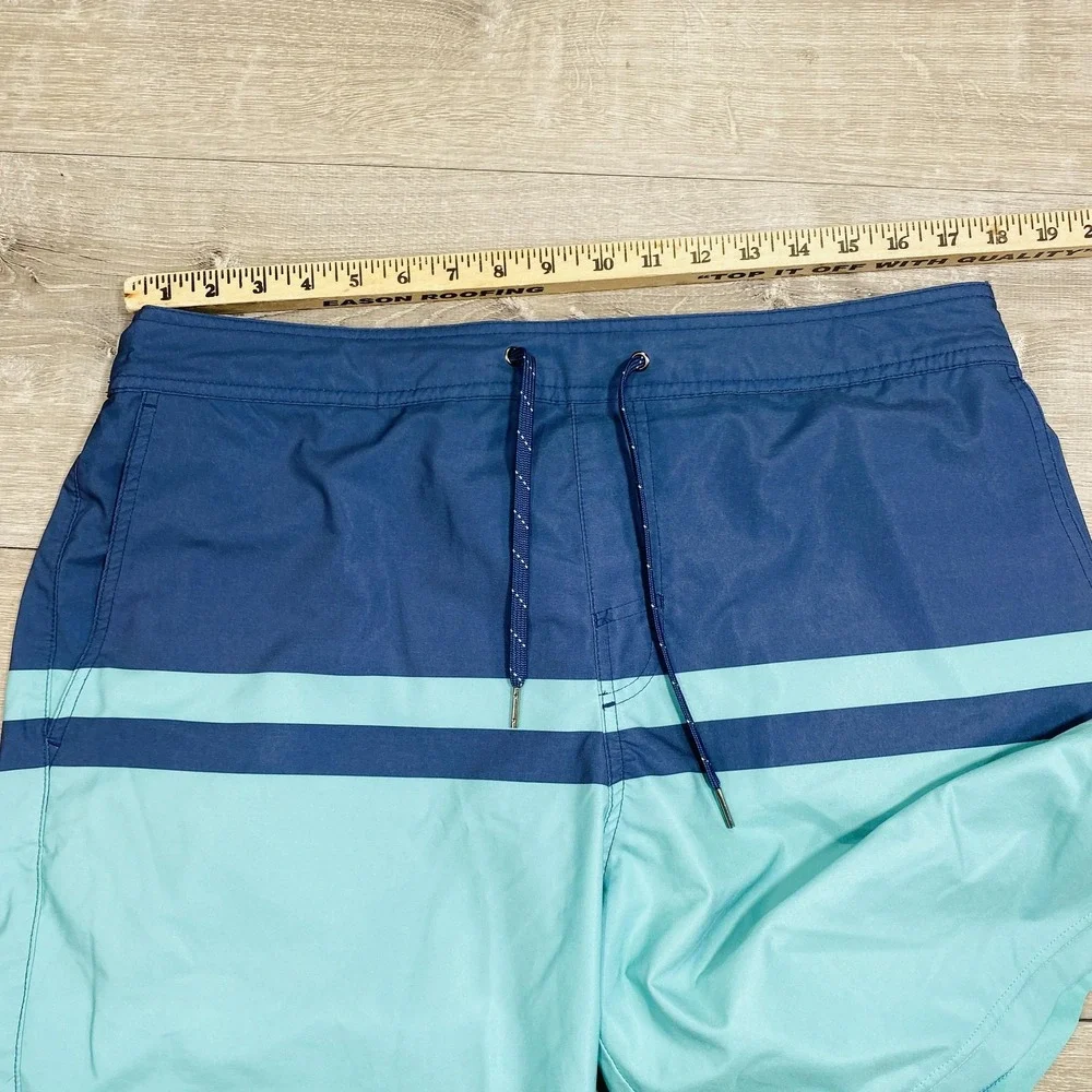 Fair‎ Harbor Swim Trunks Shorts Mens 2XL Blue Aqua Lined Boardshorts Drawstring